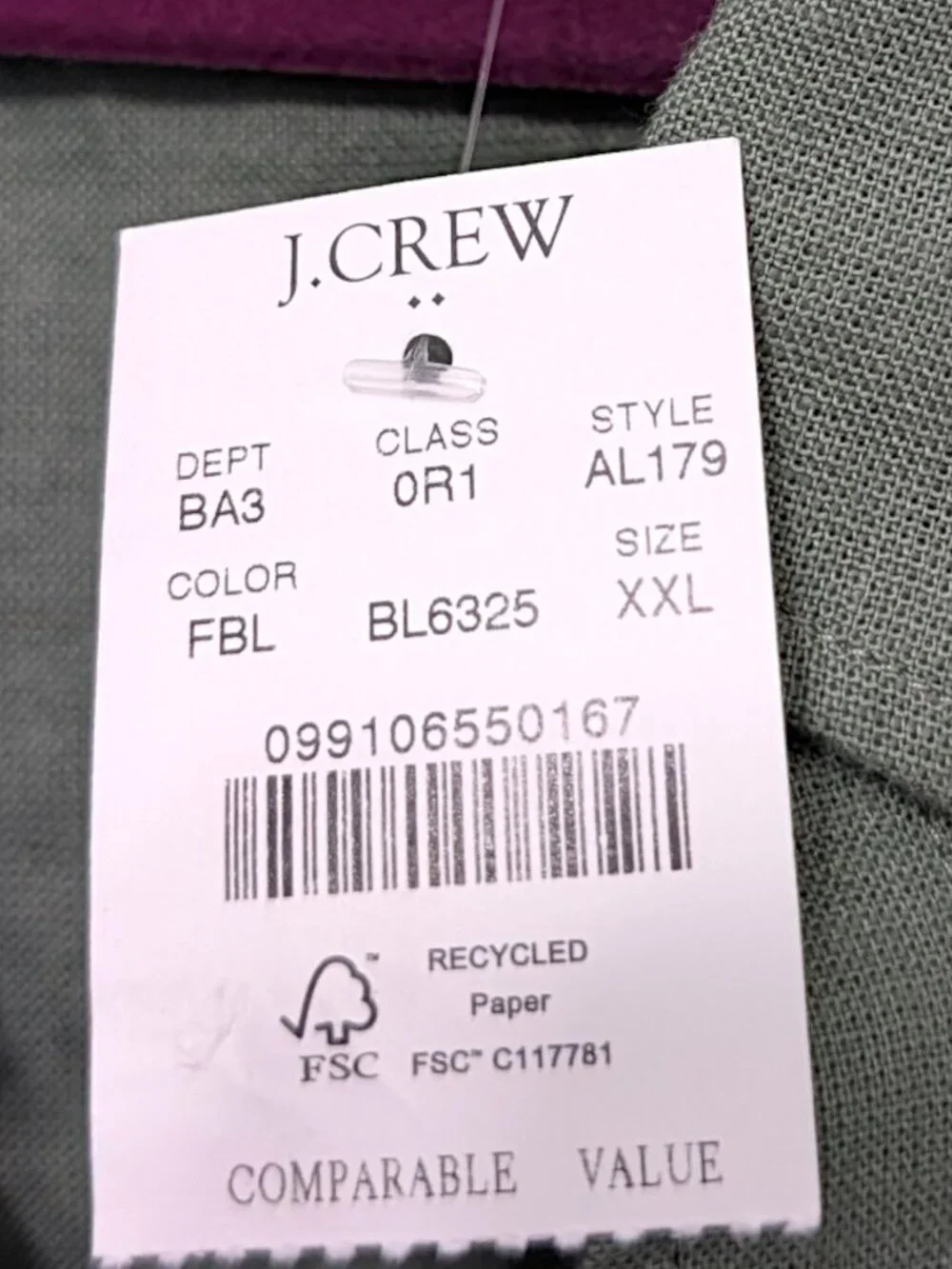 J. Crew Topiary sage green classic minimalist linen cotton button shirt XXL New